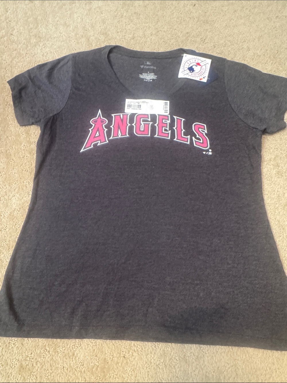 Fanatics Charcoal Gray V-Neck Tee with White Logo